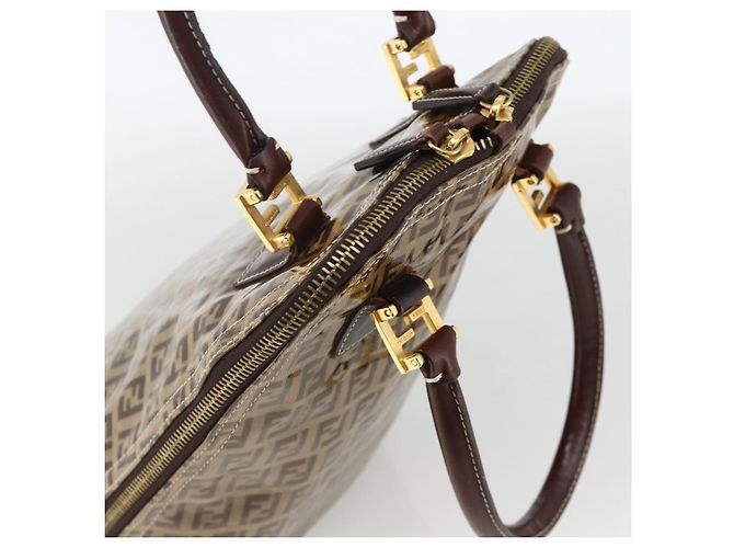 Borsa a mano in tela Zucchino FENDI beige e oro Auth SW2327A - vista 6