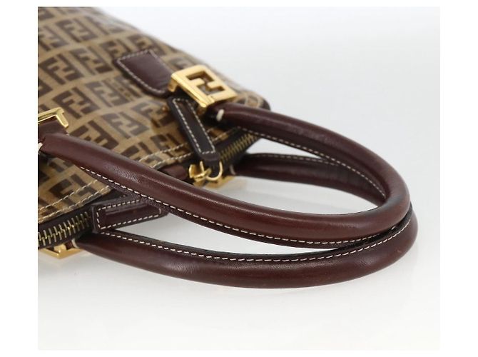 Borsa a mano in tela Zucchino FENDI beige e oro Auth SW2327A - vista 7