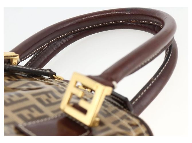 Borsa a mano in tela Zucchino FENDI beige e oro Auth SW2327A - vista 8