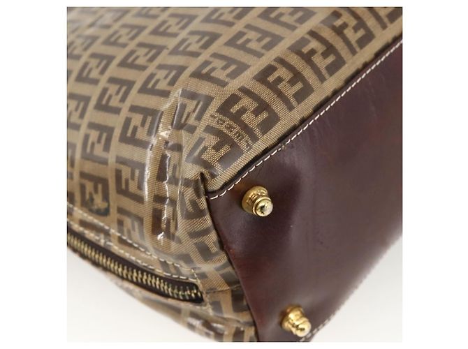 Borsa a mano in tela Zucchino FENDI beige e oro Auth SW2327A - vista 9