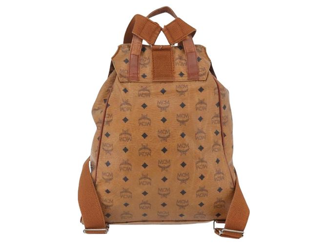 MCM Vicetos Zaino Logogramma in PVC Pelle Marrone Oro Auth bs33818 D'oro - vista 2