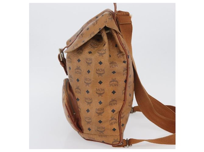 MCM Vicetos Zaino Logogramma in PVC Pelle Marrone Oro Auth bs33818 D'oro - vista 3