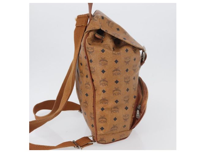 MCM Vicetos Zaino Logogramma in PVC Pelle Marrone Oro Auth bs33818 D'oro - vista 4