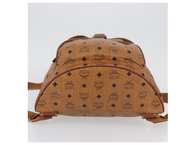 MCM Vicetos Zaino Logogramma in PVC Pelle Marrone Oro Auth bs33818 D'oro - vista 5