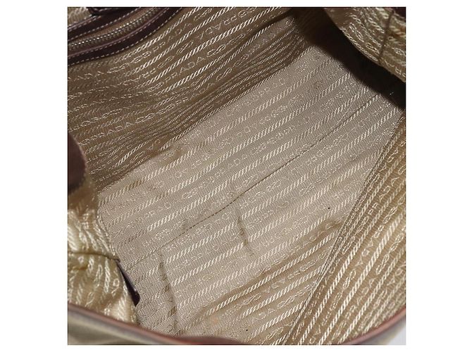 PRADA Schultertasche aus Canvas Beige Silber Authentisch YKZ082A - Ansicht 11