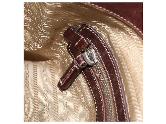 PRADA Schultertasche aus Canvas Beige Silber Authentisch YKZ082A - Ansicht 20