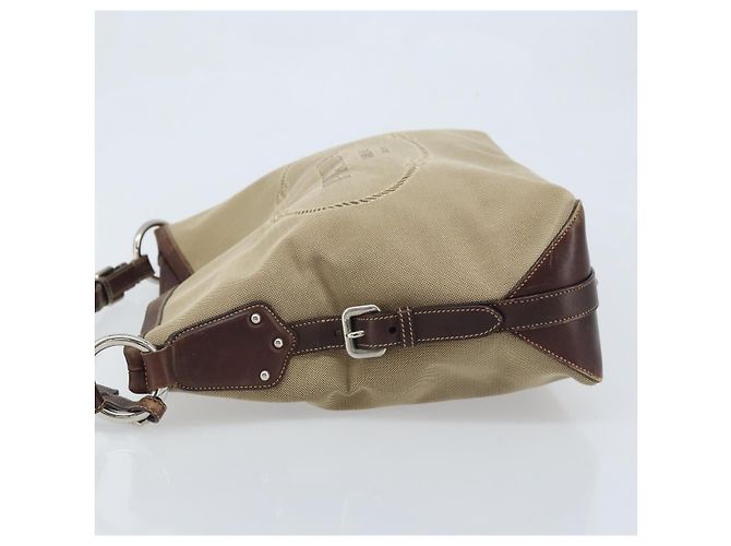 PRADA Schultertasche aus Canvas Beige Silber Authentisch YKZ082A - Ansicht 4