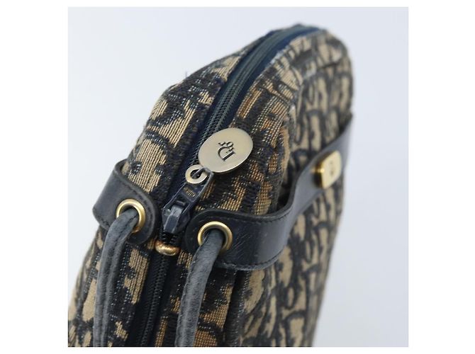 Borsa a Spalla in Tela Trotter Christian Dior Blu Navy Oro Auth AMZ494A D'oro - vista 10