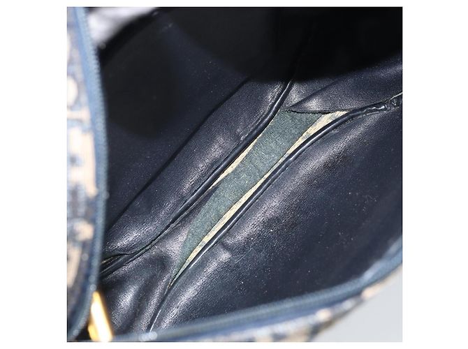 Borsa a Spalla in Tela Trotter Christian Dior Blu Navy Oro Auth AMZ494A D'oro - vista 11