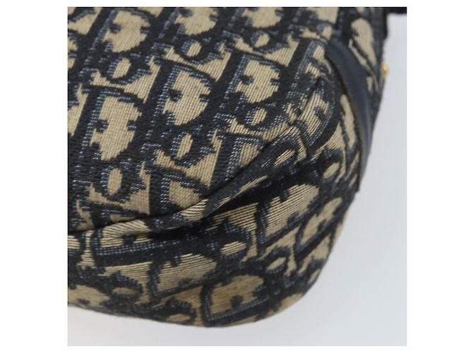 Borsa a Spalla in Tela Trotter Christian Dior Blu Navy Oro Auth AMZ494A D'oro - vista 14