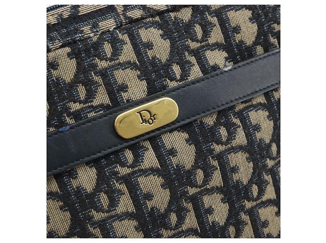 Borsa a Spalla in Tela Trotter Christian Dior Blu Navy Oro Auth AMZ494A D'oro - vista 18