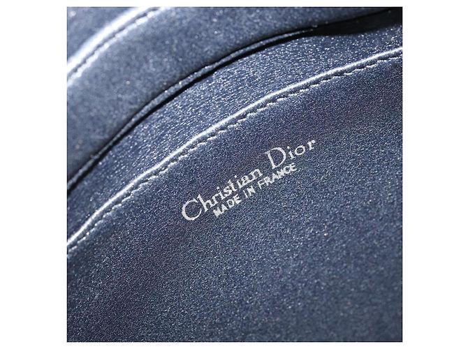 Borsa a Spalla in Tela Trotter Christian Dior Blu Navy Oro Auth AMZ494A D'oro - vista 19