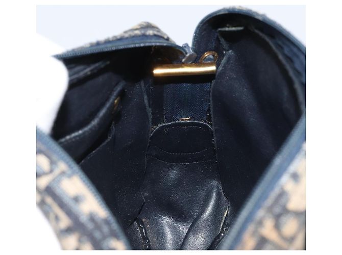 Borsa a Spalla in Tela Trotter Christian Dior Blu Navy Oro Auth AMZ494A D'oro - vista 20