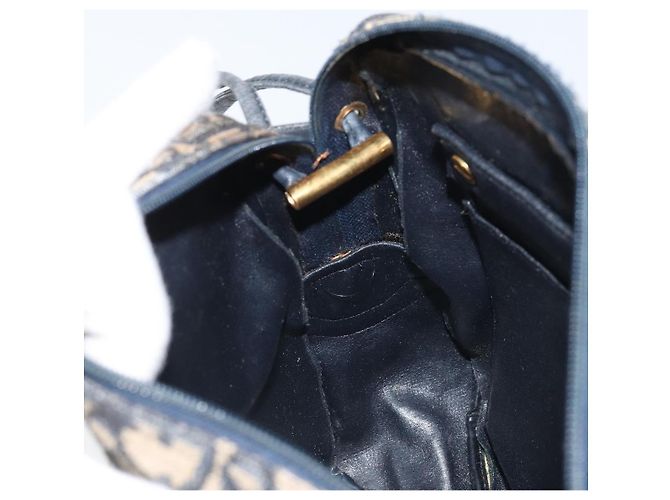 Borsa a Spalla in Tela Trotter Christian Dior Blu Navy Oro Auth AMZ494A D'oro - vista 21