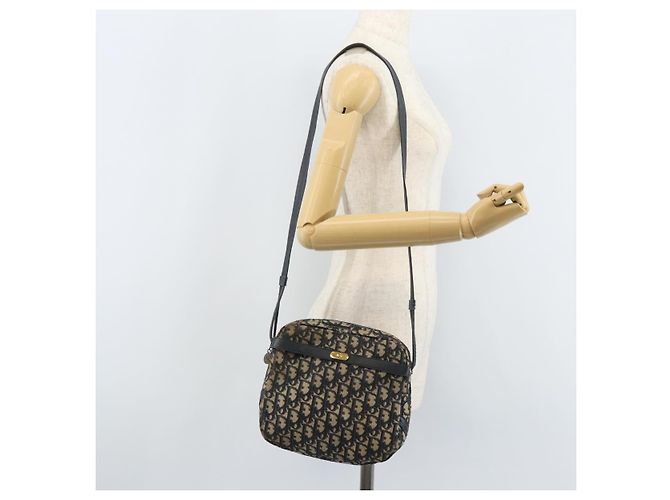 Borsa a Spalla in Tela Trotter Christian Dior Blu Navy Oro Auth AMZ494A D'oro - vista 22