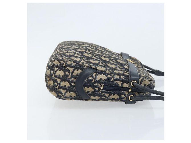 Borsa a Spalla in Tela Trotter Christian Dior Blu Navy Oro Auth AMZ494A D'oro - vista 3