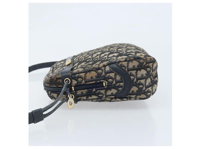 Borsa a Spalla in Tela Trotter Christian Dior Blu Navy Oro Auth AMZ494A D'oro - vista 4