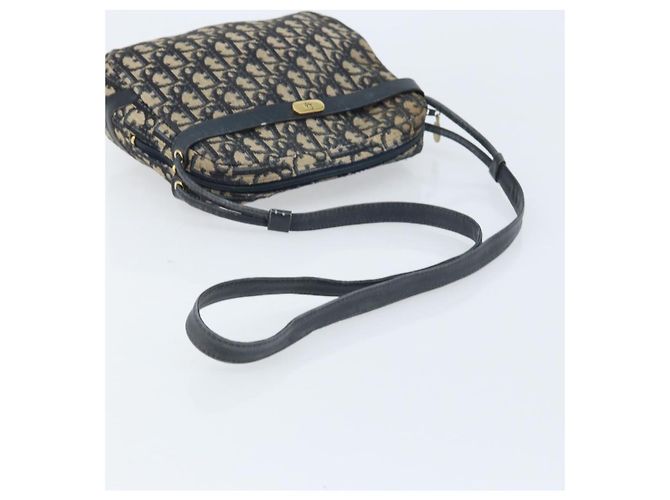 Borsa a Spalla in Tela Trotter Christian Dior Blu Navy Oro Auth AMZ494A D'oro - vista 7