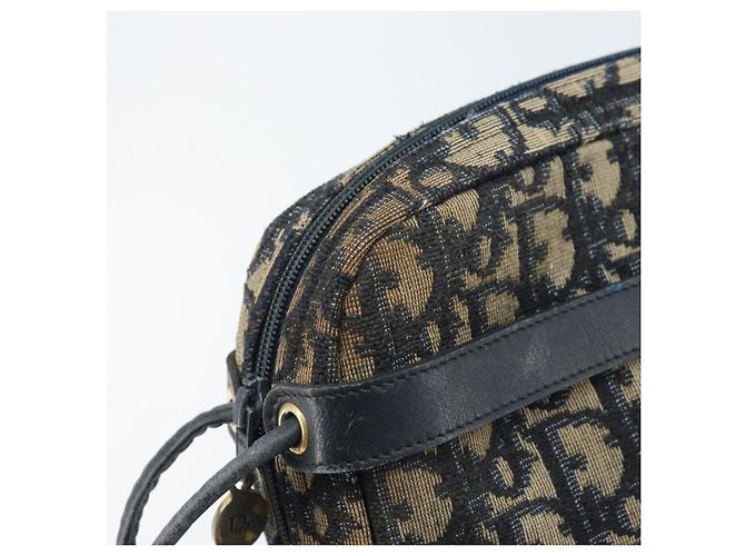 Borsa a Spalla in Tela Trotter Christian Dior Blu Navy Oro Auth AMZ494A D'oro - vista 9