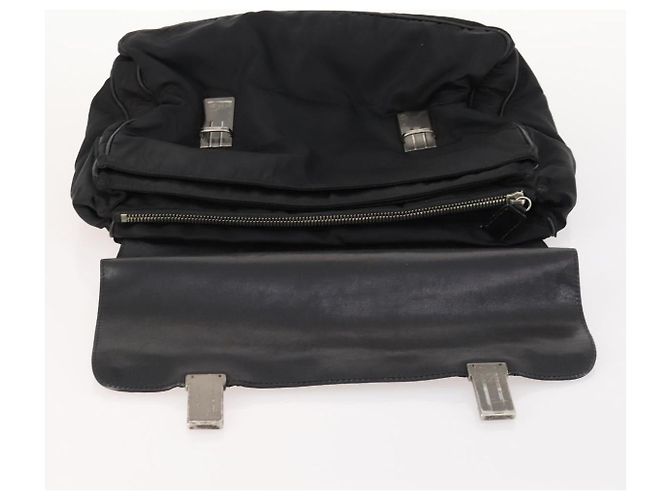 PRADA Borsa a mano in nylon nero argento Auth bs33914 - vista 10
