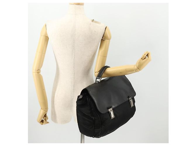 PRADA Borsa a mano in nylon nero argento Auth bs33914 - vista 22