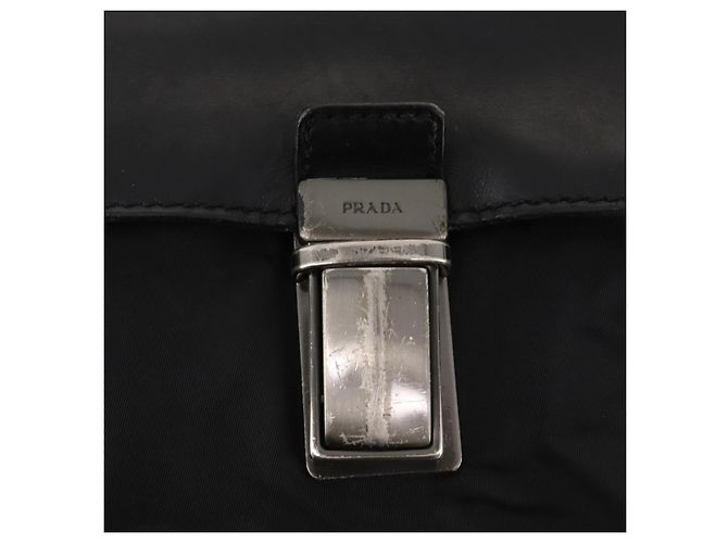 PRADA Borsa a mano in nylon nero argento Auth bs33914 - vista 9