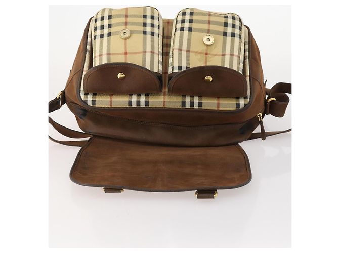 Borsa a Spalla Burberrys Nova Check PVC Beige Oro Auth 173230 D'oro - vista 10