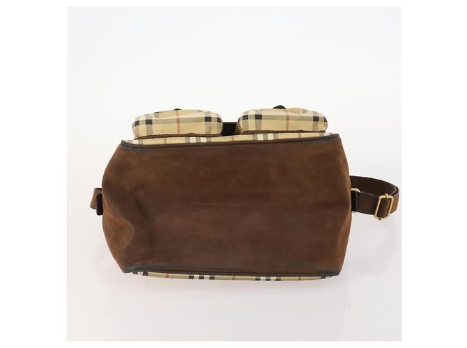 Borsa a Spalla Burberrys Nova Check PVC Beige Oro Auth 173230 D'oro - vista 5