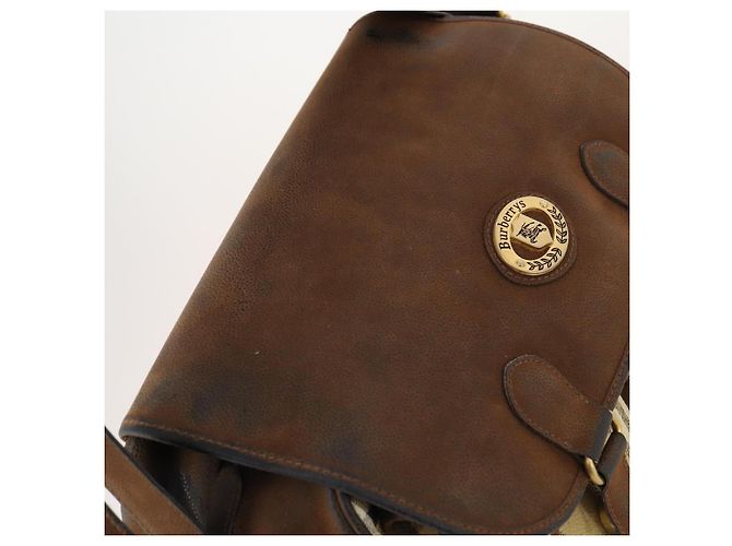 Borsa a Spalla Burberrys Nova Check PVC Beige Oro Auth 173230 D'oro - vista 6