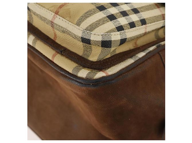 Borsa a Spalla Burberrys Nova Check PVC Beige Oro Auth 173230 D'oro - vista 9