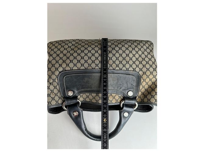 Céline Vintage Celine Triomphe Monogram Boogie Handtasche Grau Schwarz - Ansicht 14