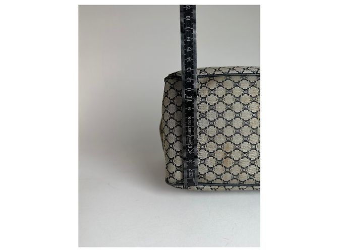 Céline Vintage Celine Triomphe Monogram Boogie Handtasche Grau Schwarz - Ansicht 15