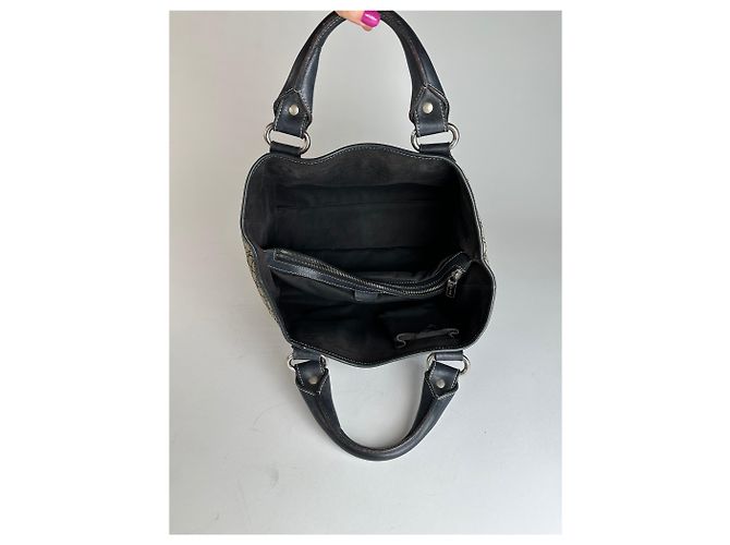 Céline Vintage Celine Triomphe Monogram Boogie Handtasche Grau Schwarz - Ansicht 7