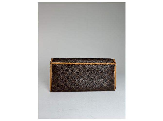 Céline Vintage Celine Paris Triomphe Monogram Leather Long Wallet Brown - vista 2