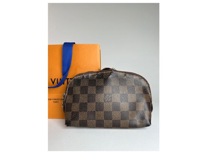 Clutch / Mini Borsa in Pelle Damier Monogram Vintage Louis Vuitton Marrone - vista 4