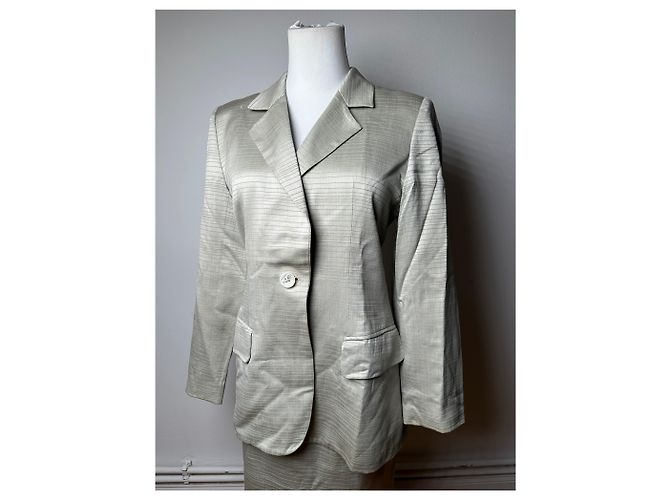 Chloé Vintage Chloe Gestreiftes Twin Set Silber L - Ansicht 14