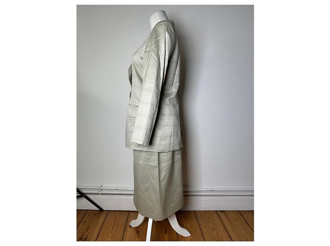 Chloé Vintage Chloe Gestreiftes Twin Set Silber L - Ansicht 2