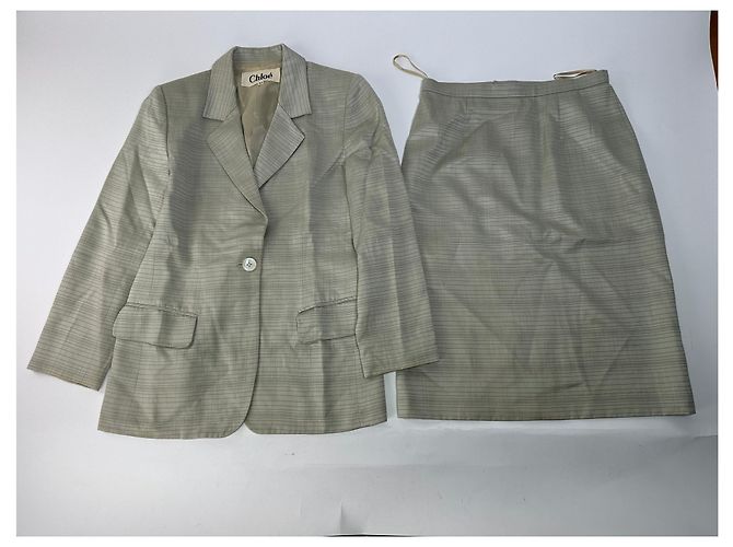 Chloé Vintage Chloe Gestreiftes Twin Set Silber L - Ansicht 4