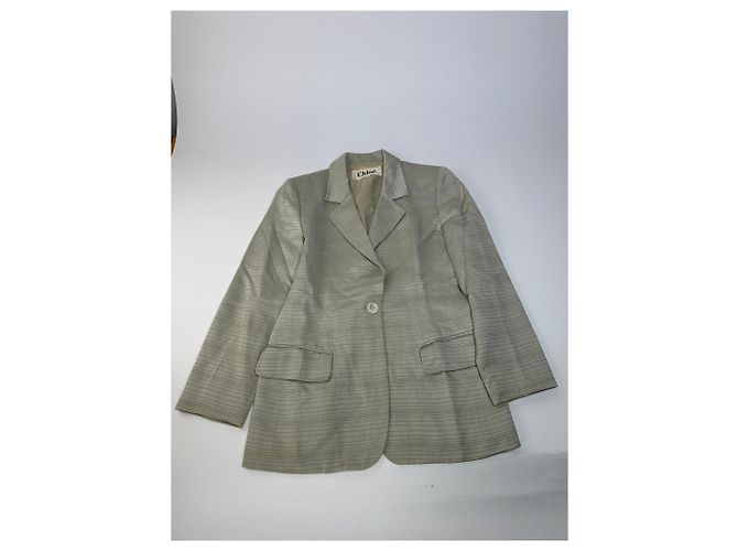 Chloé Vintage Chloe Gestreiftes Twin Set Silber L - Ansicht 5