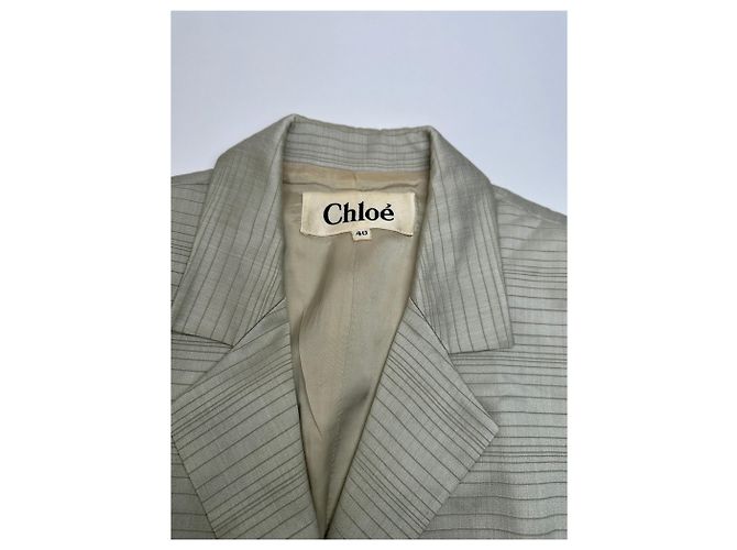 Chloé Vintage Chloe Gestreiftes Twin Set Silber L - Ansicht 7