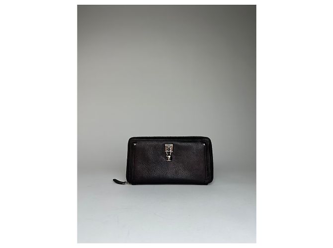 Céline Vintage Celine Paris Locked Long Zippy Wallet Bronze Dark grey - view 11
