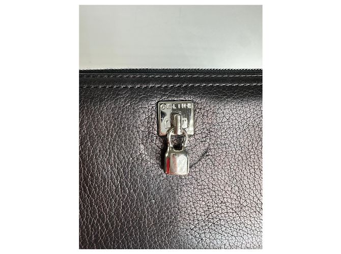 Céline Vintage Celine Paris Locked Long Zippy Wallet Bronze Dark grey - view 3