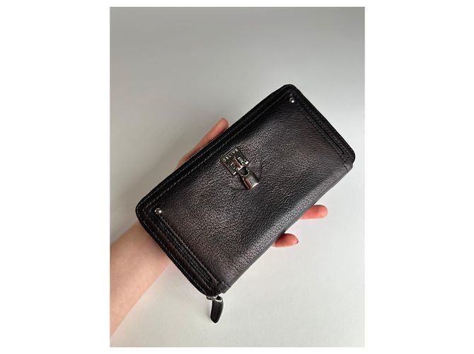 Céline Vintage Celine Paris Locked Long Zippy Wallet Bronze Dark grey - view 4
