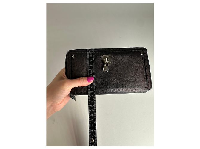 Céline Vintage Celine Paris Locked Long Zippy Wallet Bronze Dark grey - view 8