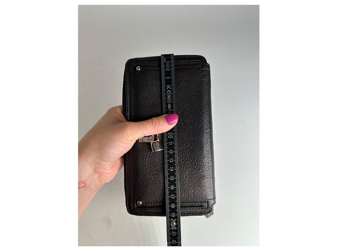 Céline Vintage Celine Paris Locked Long Zippy Wallet Bronze Dark grey - view 9