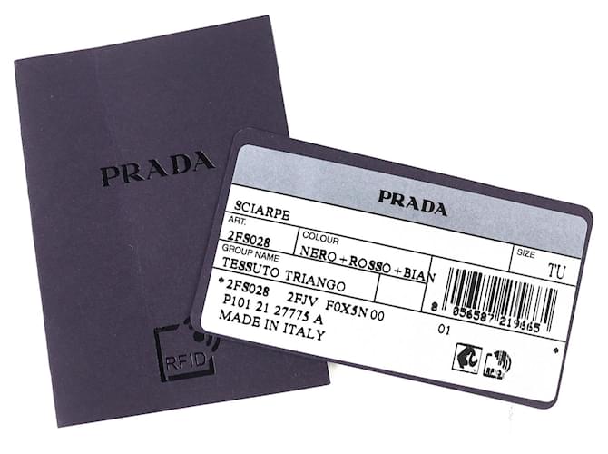 Sciarpa imbottita con cappuccio e logo triangolare Prada Nero Bianco Rosso - vista 14