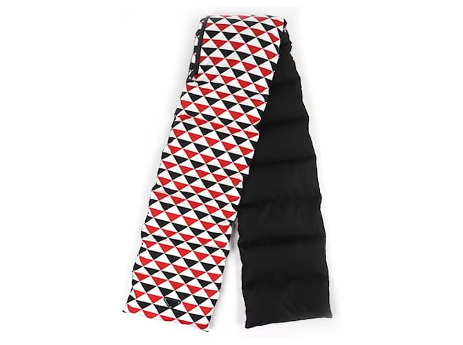 Sciarpa imbottita con cappuccio e logo triangolare Prada Nero Bianco Rosso - vista 4