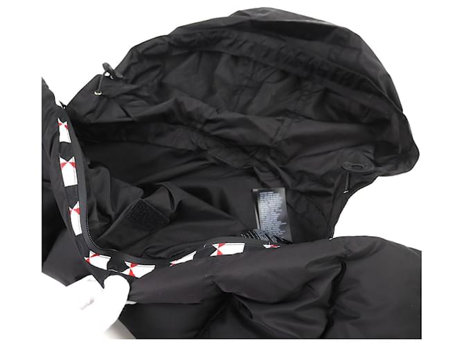 Sciarpa imbottita con cappuccio e logo triangolare Prada Nero Bianco Rosso - vista 5
