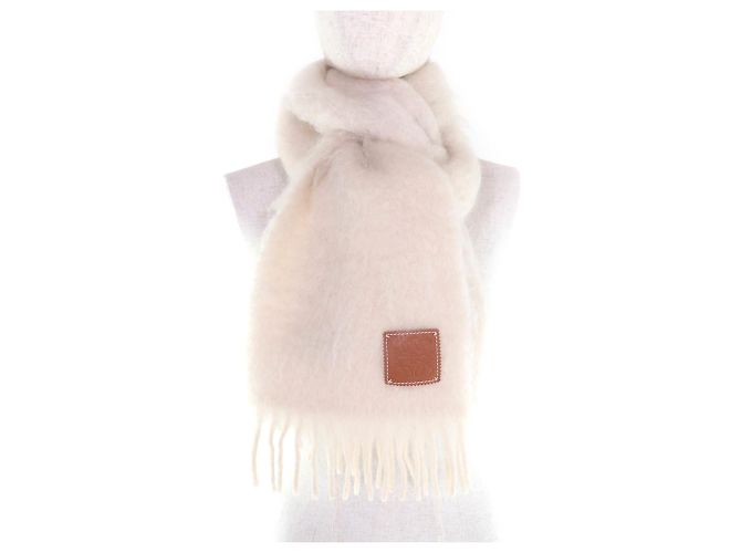 Stola in misto mohair e lana avorio Loewe Crudo - vista 3