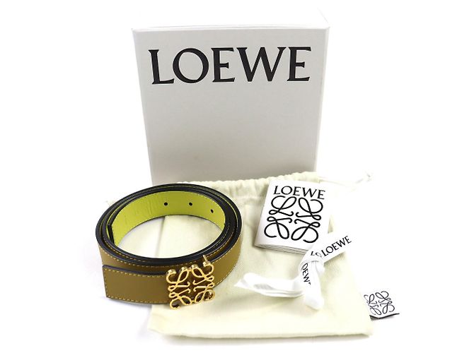 Cinturón de cuero con hebilla Anagram Loewe Verde Amarillo Verde oliva - vista 2